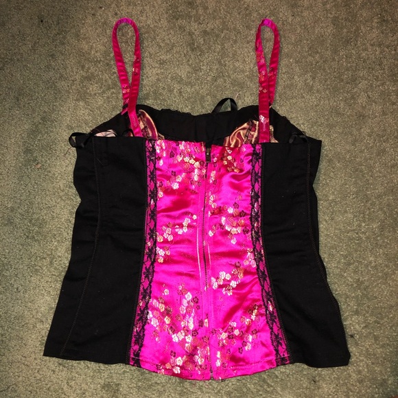TRIPP NYC Black and Pink Floral Corset Top in size Large - Picture 4 of 10
